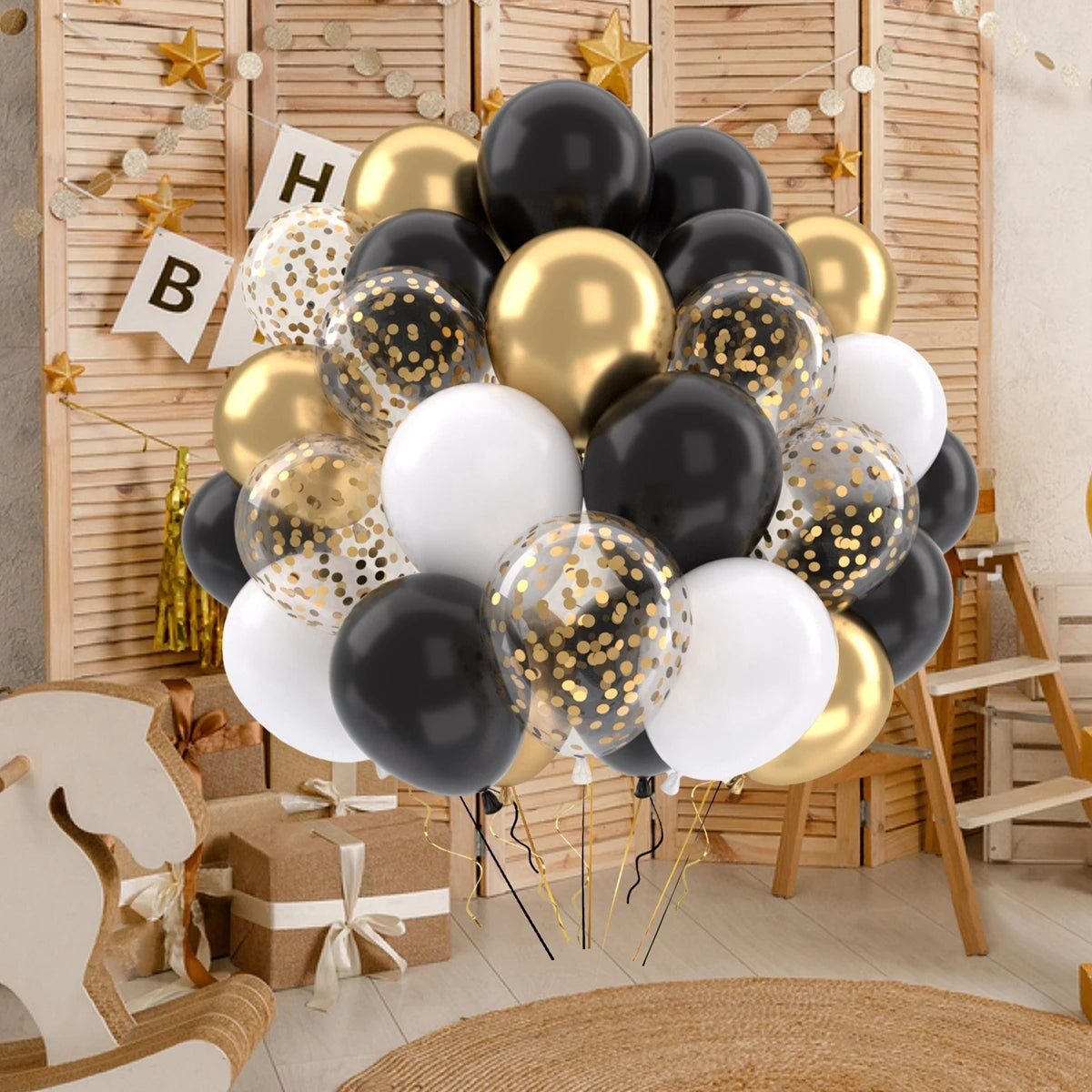 31/36/37/51/101Pcs Metallic Balloons Pearl Latex Balloon Gold Confetti Balloons for Birthday Weddings Baby Shower