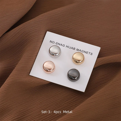 8pcs / Card Matte Magnet Hijab Pins Magnetic Brooch Headscarf Women Shawl Strong Magnetic Button Headscarf Accessories Mix Color