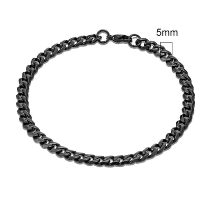 3-11mm Locomotive Men Punk Rock Stainless Steel Curb Cuban Link Chain Silver Color Bracelet For Women Biker Jewelry