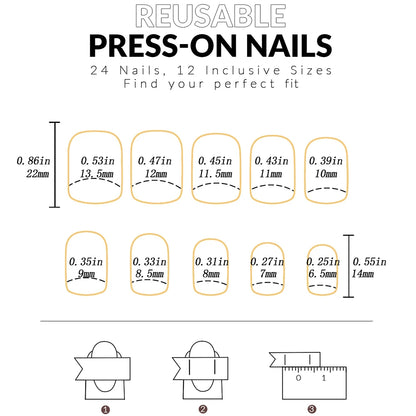 ARTAUG 24pcs Glossy Pink Press On Nails Medium Square Fake Nail Elegantstyle False Nail Full Cover Fake Nail For Stylish Women