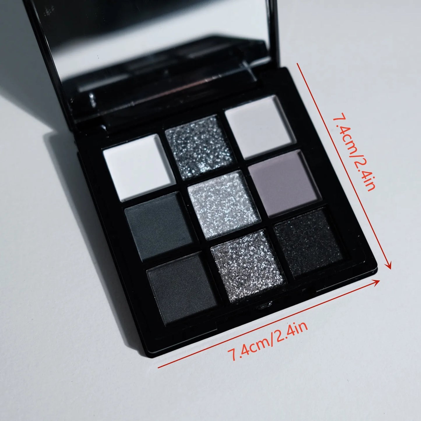 9 Colors Eye shadow Palette, Dark Black Grey Silvery Color Shimmer Matte Finish