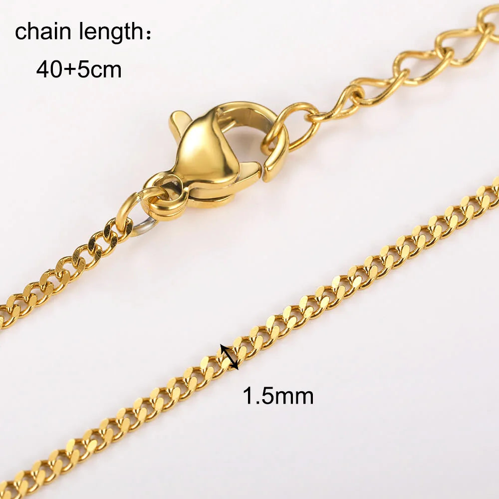 10Pcs/Lot 45cm Stainless Steel Gold Color Chains Necklace For Women