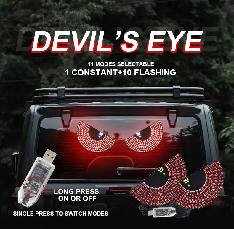 2PCS Devil's Eye Rear Warning Flashing Light USB 5V LED