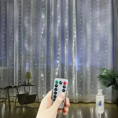 USB Curtain LED String Lights 3/4/6M Remote