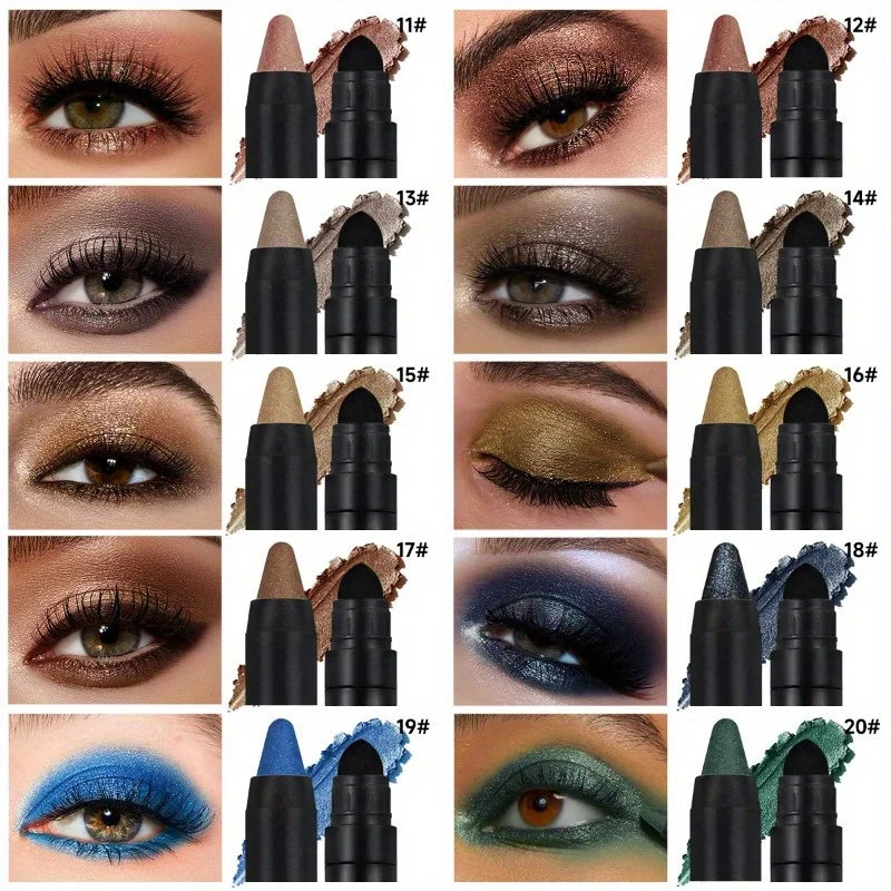 PECOLOVERS Champagne Brown Metallic Eyeshadow Stick - Waterproof, Long-Lasting Glitter Highlighter & Brightening Pencil Crayon