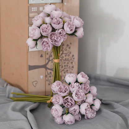 27heads Pink Roses Peony Artificial Flowers Silk Bouquet for Table Vase Arrange Home Wedding Decoration Roses Fake Flowers