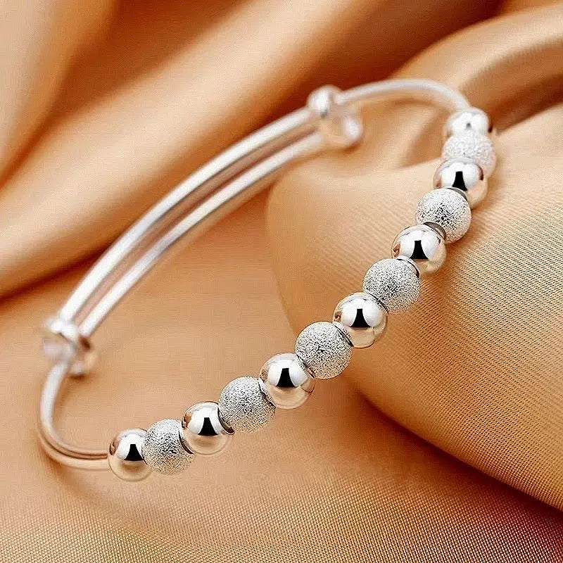 Silver-Color Luxury Beads Bracelets Bangles