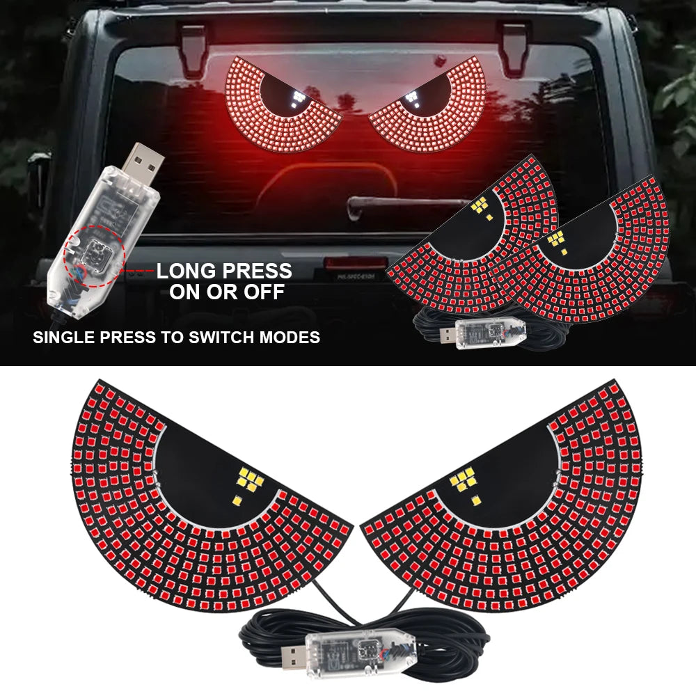 2PCS Devil's Eye Rear Warning Flashing Light USB 5V LED