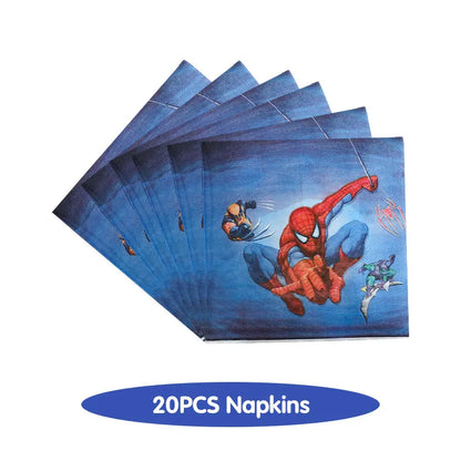 Spiderman Birthday Decoration Tablecloth Paper Cups Plates Backdrop