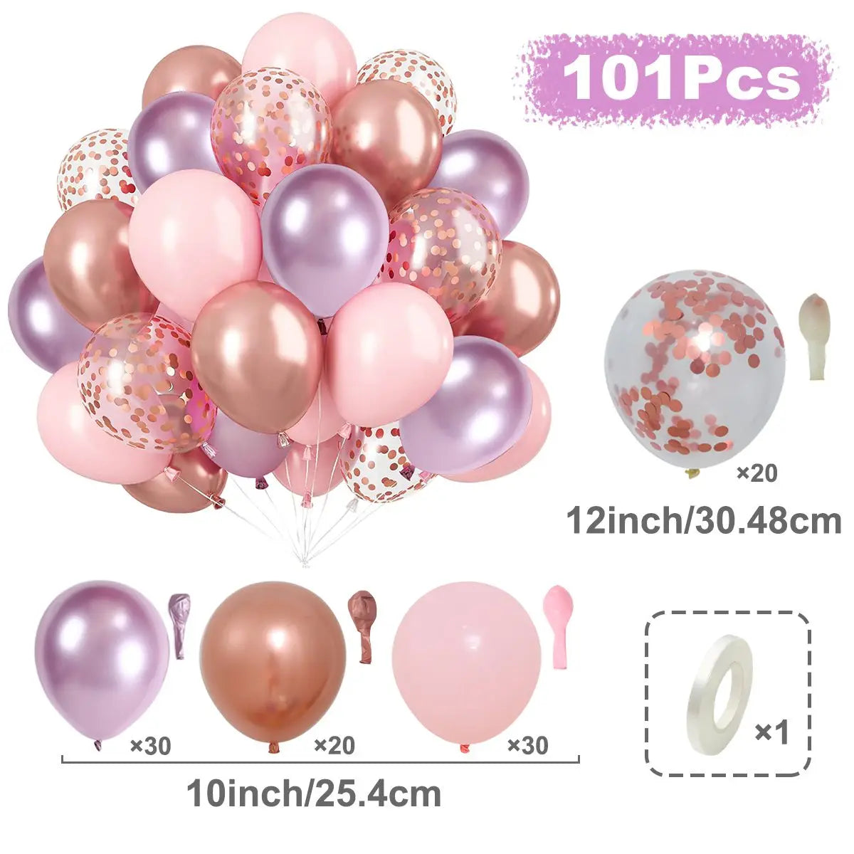 31/36/37/51/101Pcs Metallic Balloons Pearl Latex Balloon Gold Confetti Balloons for Birthday Weddings Baby Shower