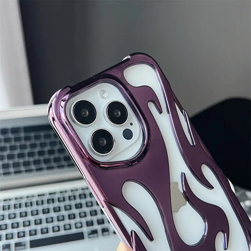 New 3D Flame pattern Hollow Slim Phone Case for iPhone