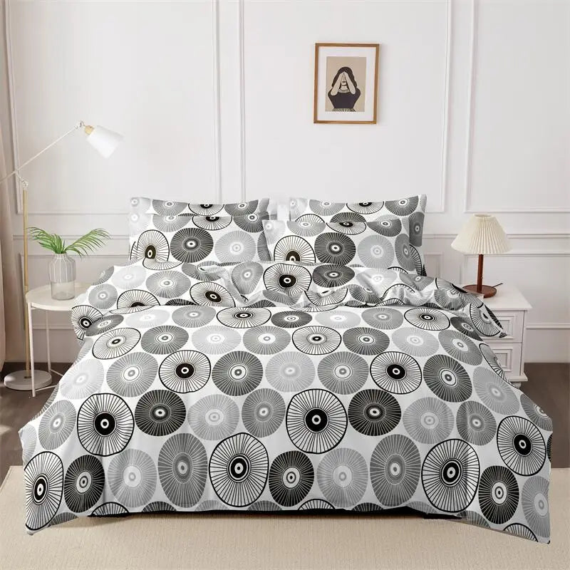 Kuup 3pcs printed matte Duvet Cover Colored Bedding Set QUEEN Size Quilt Cover High Quality Skin Friendly Fabric Bedding Cover