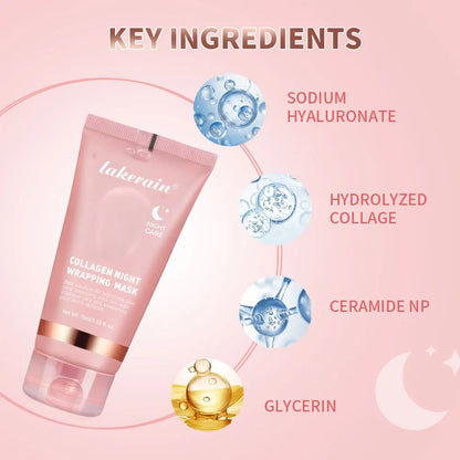Collagen Night Wrapping Mask Rejuvenation Moisturizing Brightening Korean Face Mask Make Glowy Skin Elasticity Facial Mask