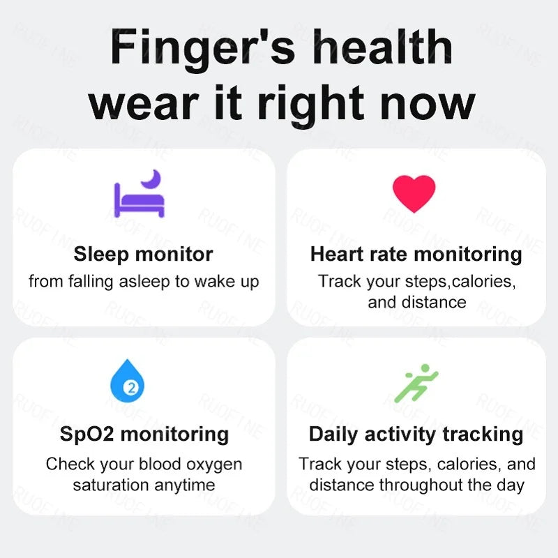 AI Smart Ring - Electronic Temperature, Sleep, Swimming, Blood & Pressure Monitor - Android IOS