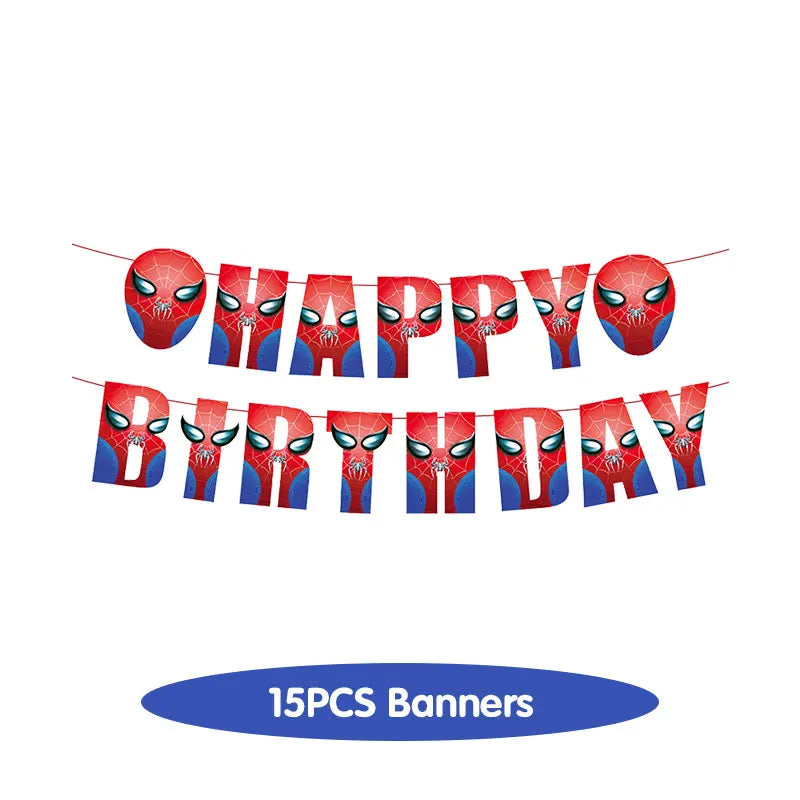 Spiderman Birthday Decoration Tablecloth Paper Cups Plates Backdrop