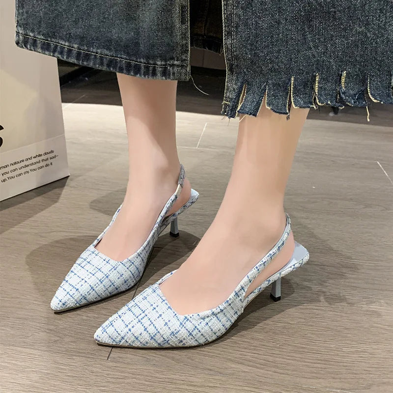 Sea Salt Blue Pointed High Heel Sandals for Women