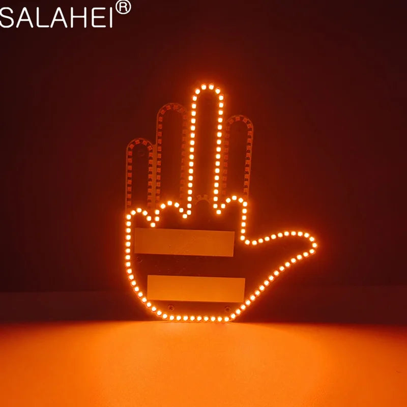 Hand Gesture Light for Car,New Finger Light Led Car Back Window Sign