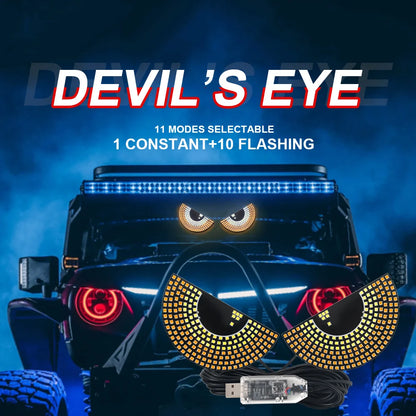 2PCS Devil's Eye Rear Warning Flashing Light USB 5V LED