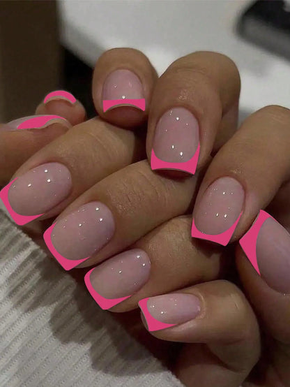 ARTAUG 24PCS Press On Nails Short Almond Wine Red High Saturation Fake Press On Nails  Korean Press On Nails Valentine'S Day