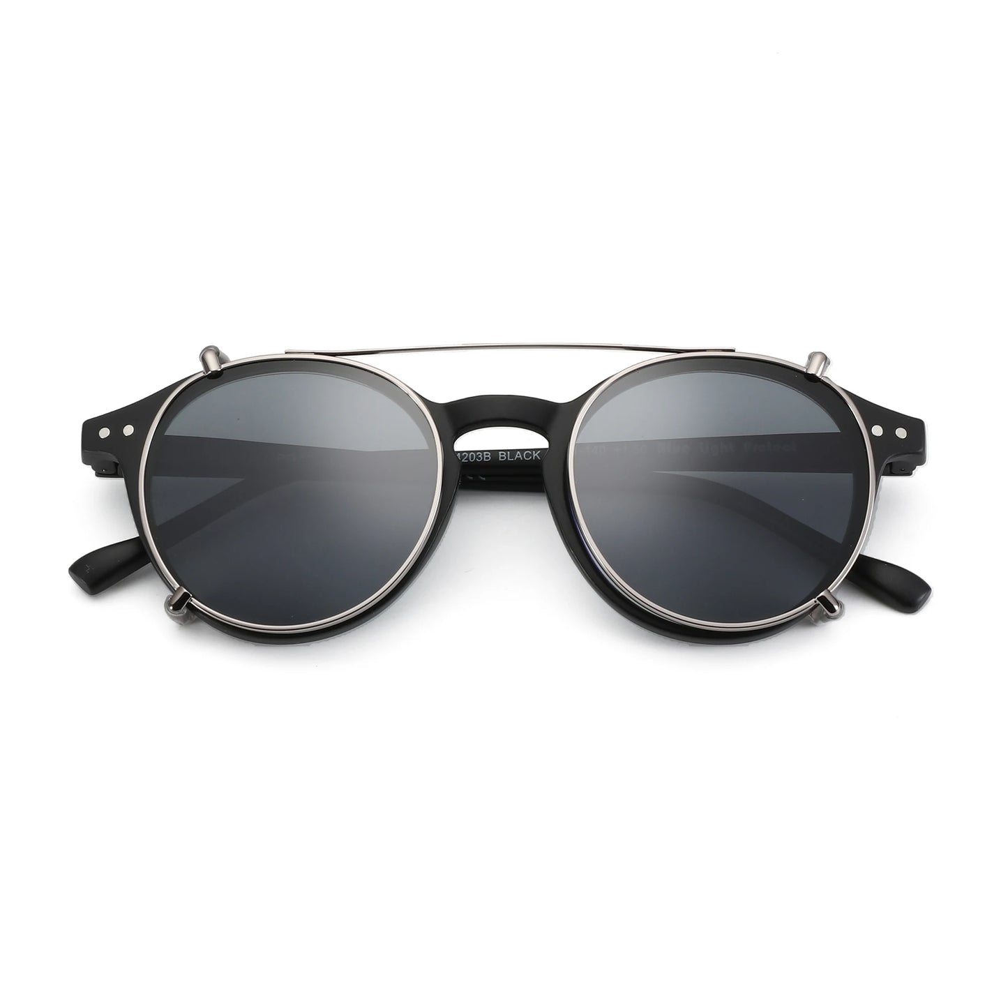 ZENOTTIC-Steampunk Style Clip On Sunglasses for Men Women Anti Blue Light Glasses+Polarized Clip Fashion/Retro Computer Eyewear