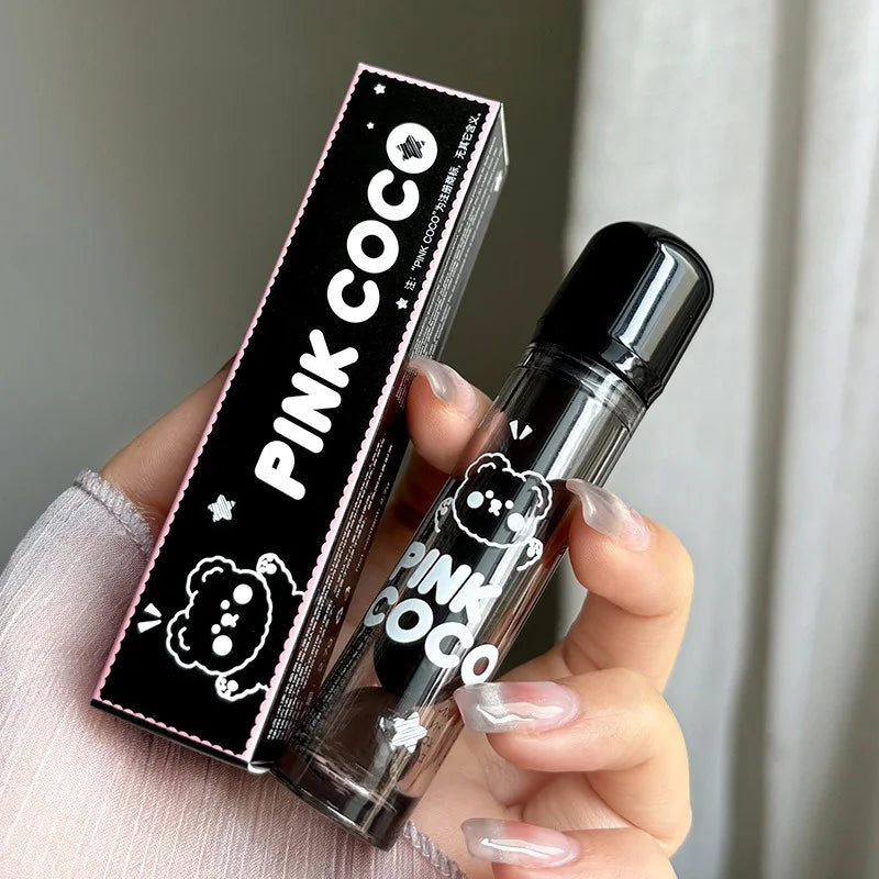 PINKCOCO Bear Doodle Mirror Lip Glaze — Long-Lasting Shiny Lip Gloss