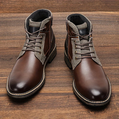 Men's fashionable ankle boots, autumn and winter men's retro short leather boots