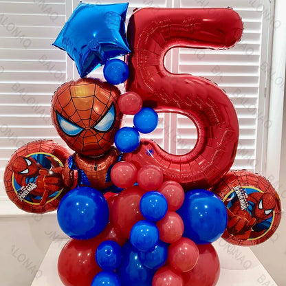 35pcs Spiderman Party Balloons Blue Red Latex Ballon Kids Boy Super Hero Theme