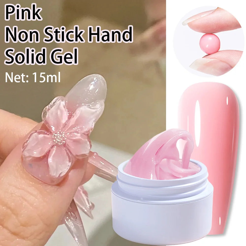 Pink/Clear/White Solid Builder Gel For Nails Hard Gel Extension Builder Nail Gel,Non-Sticky 3D Sculpture Diy Nail Poly Art Gel