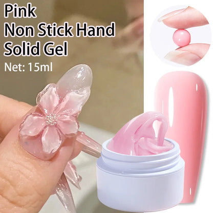 Pink/Clear/White Solid Builder Gel For Nails Hard Gel Extension Builder Nail Gel,Non-Sticky 3D Sculpture Diy Nail Poly Art Gel