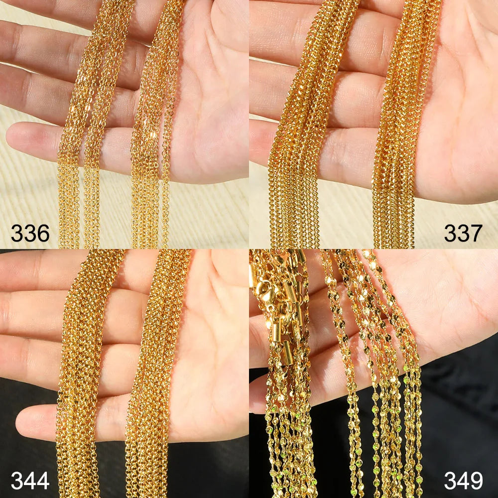 10Pcs/Lot 45cm Stainless Steel Gold Color Chains Necklace For Women