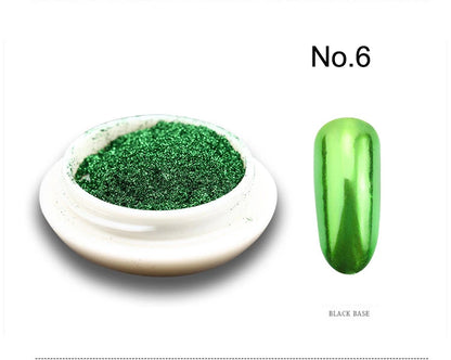 1Jar Metallic Mirror Chrome Nail Powder Holographic Laser Silvery Golden Nail Rubbing Glitter Pigment UV Gel Polish Mirror Powde