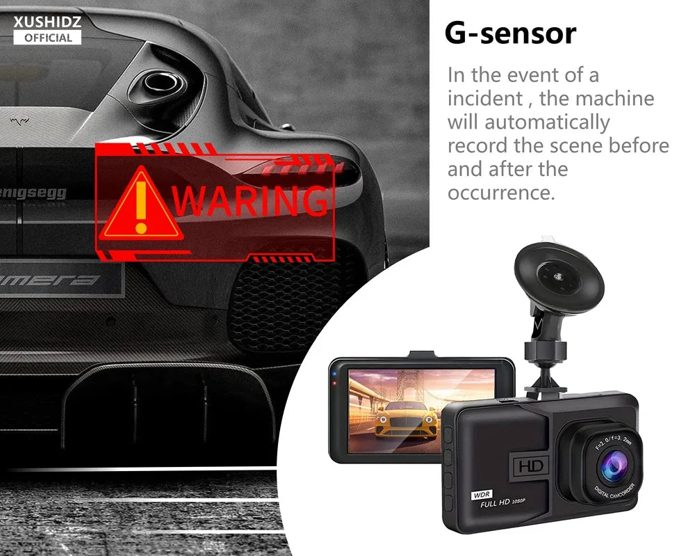 XUSHIDZ NEW 1080P HD Dash Camera Loop Recording Car Vehicle