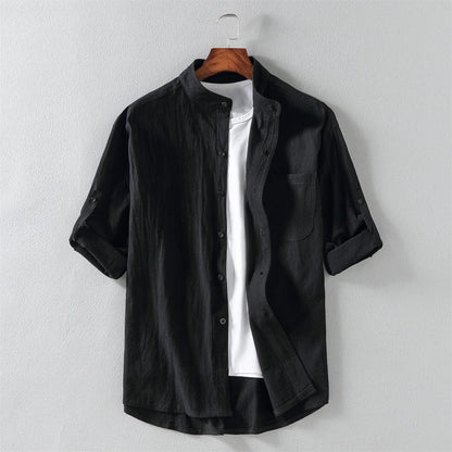 Spring and Summer Stand Collar Short-sleeved Shirt