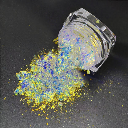 1Jar Metallic Mirror Chrome Nail Powder Holographic Laser Silvery Golden Nail Rubbing Glitter Pigment UV Gel Polish Mirror Powde