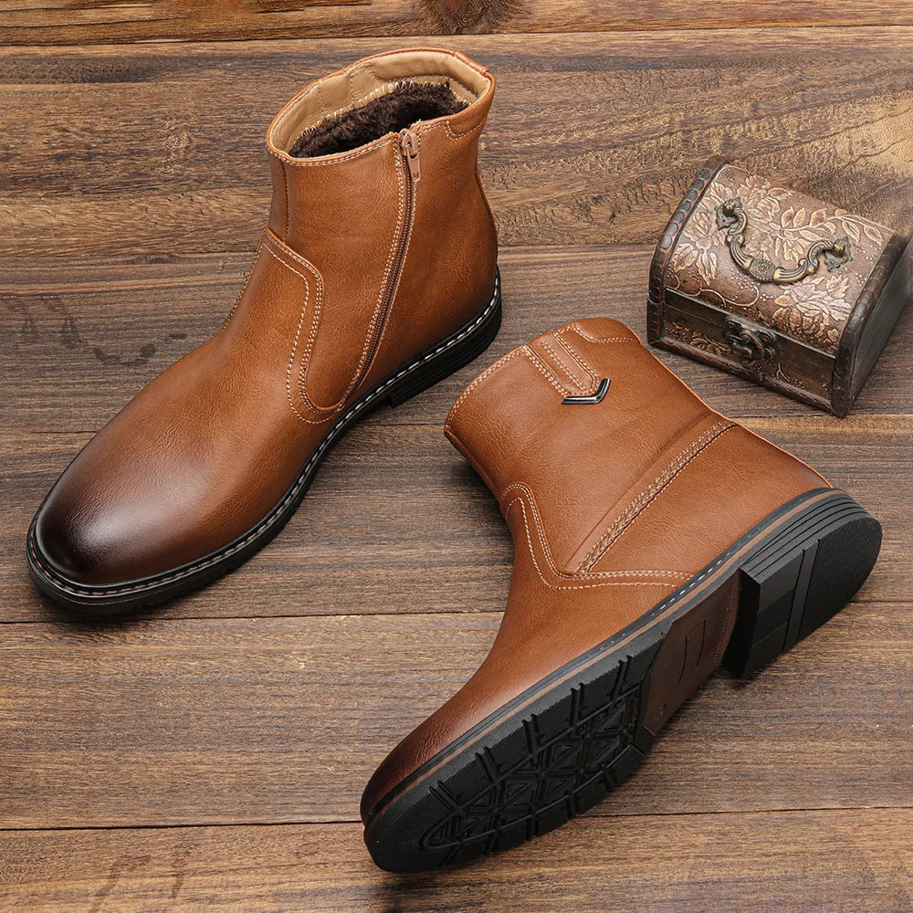 Men Winter Boots Vintage Ankle Warm Men's Winter Shoes