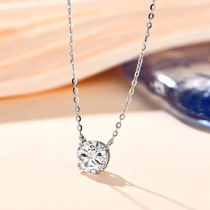 Luxury Moissanite Diamond 6.5mm 1CT Necklace For Woman