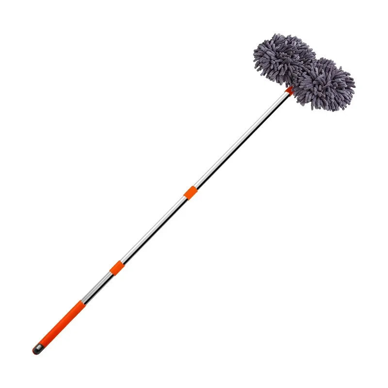 LEIBOO Car Cleaning Brush Washer Mop Chenille Brush Double Brush Head Roof Window Cleaning Mop Three-Section Telescopic Wash Mop