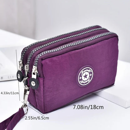 Thickened three-layer long zipper pocket purse Women's handbag Wrist mobile phone bag