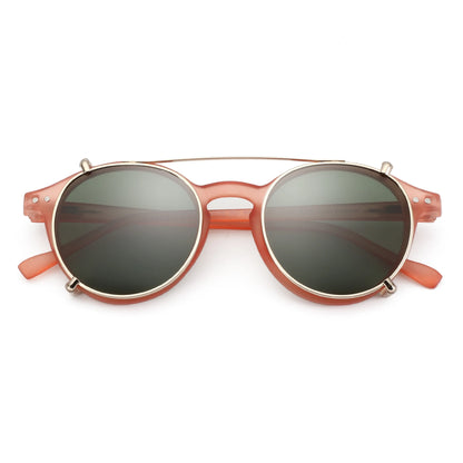ZENOTTIC-Steampunk Style Clip On Sunglasses for Men Women Anti Blue Light Glasses+Polarized Clip Fashion/Retro Computer Eyewear
