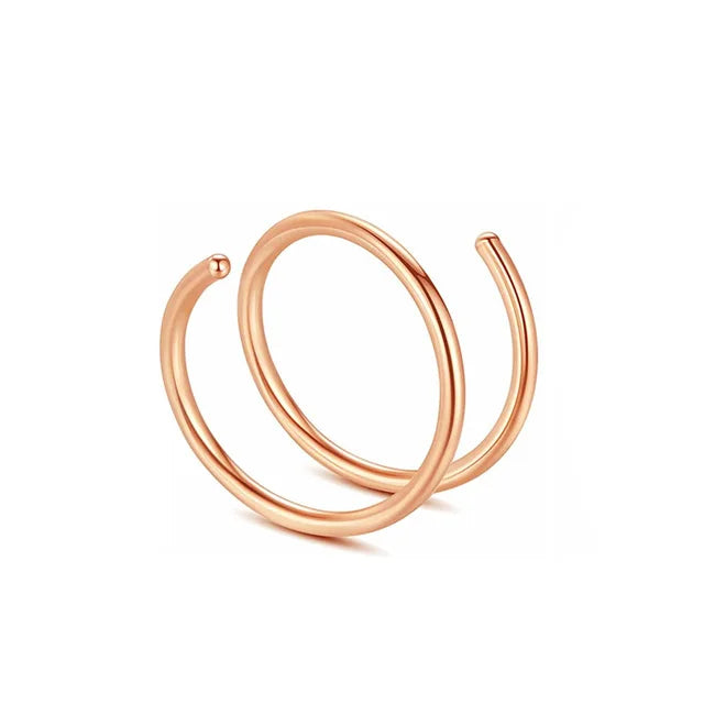 1cs Stainless Steel Double Nose Ring Spiral Nose