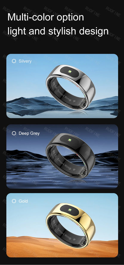 AI Smart Ring - Electronic Temperature, Sleep, Swimming, Blood & Pressure Monitor - Android IOS