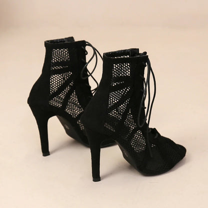 High Heels Hollow Mesh Sandals Women