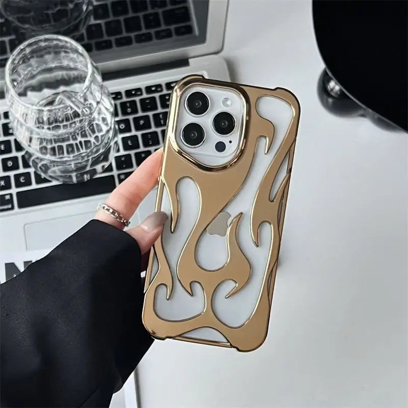 New 3D Flame pattern Hollow Slim Phone Case for iPhone