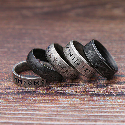 2025 Fashion Retro Viking Rune Ring for Men Women 316L Stainless Steel Odin Letter Rings Couple Simple Amulet Jewelry Gifts Wholesale