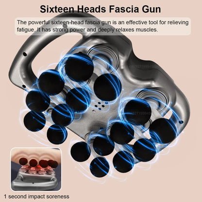 Fascia Gun Muscle Massager Gun Sixteen-head High Frequency Neck Shoulder Waist Massage Machine Professional Fascia Massage Gun