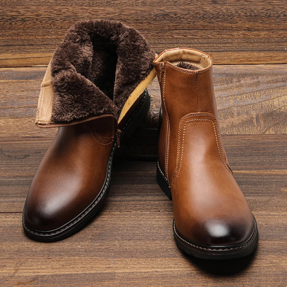 Men Winter Boots Vintage Ankle Warm Men's Winter Shoes