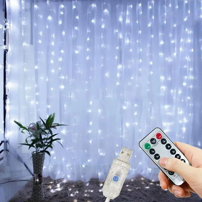 USB Curtain LED String Lights 3/4/6M Remote