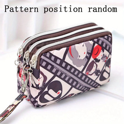 Thickened three-layer long zipper pocket purse Women's handbag Wrist mobile phone bag