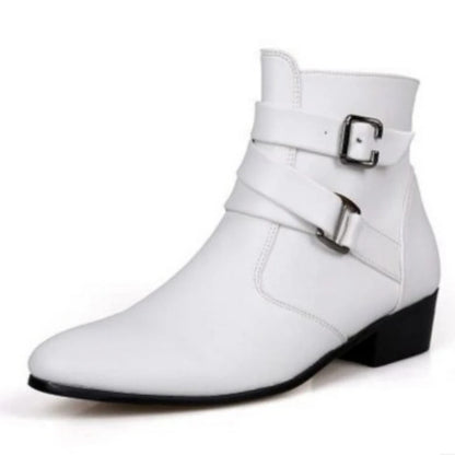 Men's shoes Black fashion belt buckle Boots Casual waterproof leather boots