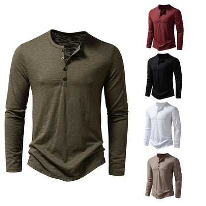 Autumn New Men's Cotton Button Long Sleeve